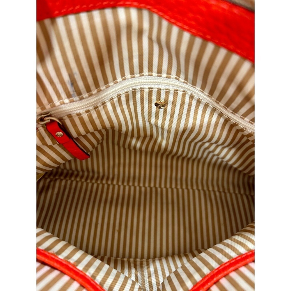 Vintage Kate Spade Grove Court 2012 Floral Canvas Orange Leather Satchel Bag - Picture 7 of 10